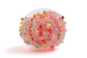 Freeze Dried Sweet and Tangy Candy with Small Candies on the Outside of a Chewy Center Isolated on a White Background