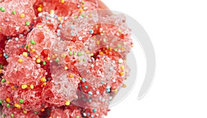 Freeze Dried Sweet and Tangy Candy with Small Candies on the Outside of a Chewy Center Isolated on a White Background