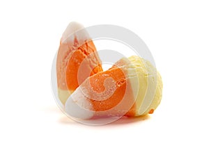 Freeze Dried Traditional Candy Corn Isolated on a White Background