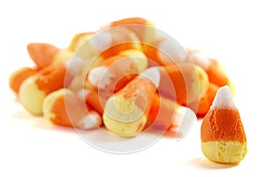 Freeze Dried Traditional Candy Corn Isolated on a White Background