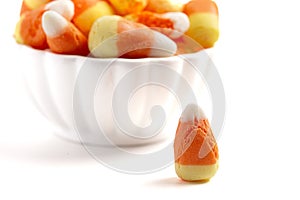 Freeze Dried Traditional Candy Corn Isolated on a White Background