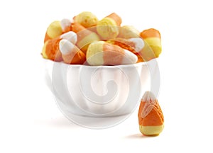 Freeze Dried Traditional Candy Corn Isolated on a White Background