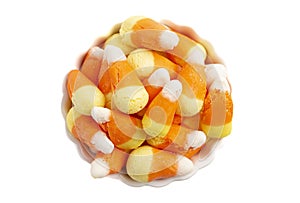 Freeze Dried Traditional Candy Corn Isolated on a White Background