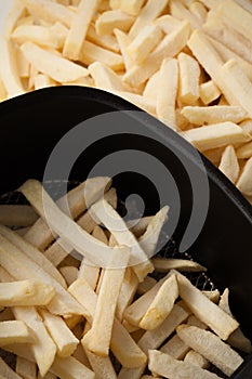 Freeze fries french close up flat lay