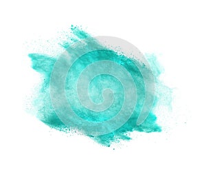 Freeze motion of dust explosion isolated on white background