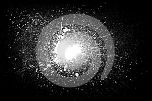 Freeze motion of white powder exploding shatter splatter