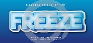 Freeze text effect design vector