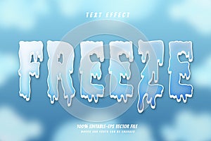 freeze text effect design vector