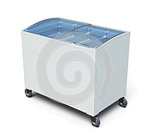 Freezer chest on white background. 3d render image