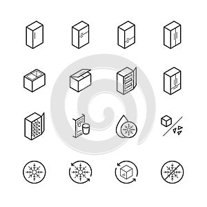 Freezer and refrigerator icons in thin line style