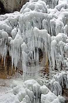 Freezes Partnachklamm in winter in Garmisch-Partenkirchen