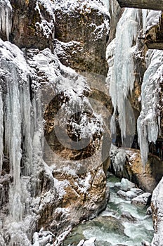 Freezes Partnachklamm in winter in Garmisch-Partenkirchen