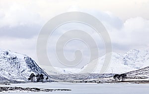 Freezing cold snow landscape in Scotland