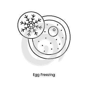 Freezing female eggs, unfertilized female egg line icon in vector, medical illustration.