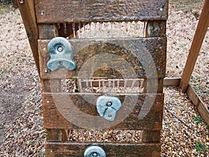 freezing ice rain on play structure climbing wall