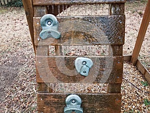 freezing ice rain on play structure climbing wall