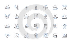 Freezing line icons collection. Cold, Ice, Frost, Snow, Subzero, Temperature, Chill vector and linear illustration