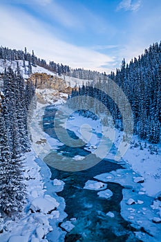 A freezing river in the Canadian Rockies