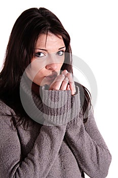 Freezing woman