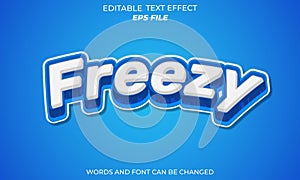 freezy text effect, font editable, typography, 3d text. vector template