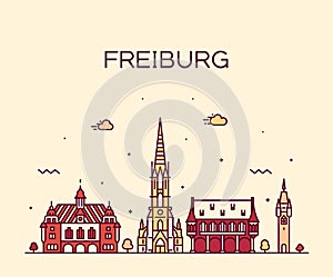 Freiburg Breisgau Baden linear city Germany vector