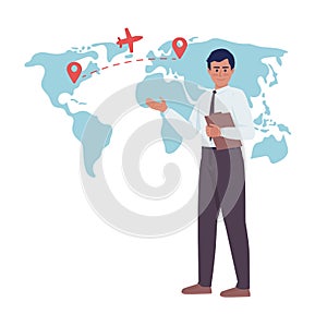 Freight air delivery control flat concept vector illustration