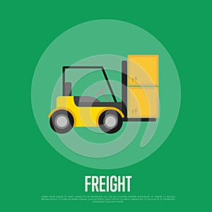 Freight banner with forklift truck