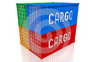 Freight cargo containers - 3D rendering