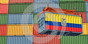 Freight container with Ecuador flag.
