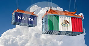 Freight container with Mexico national flag