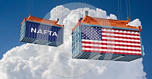 Freight container with USA national flag