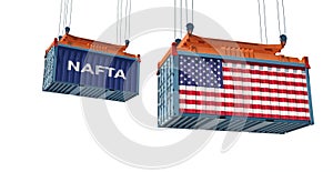 Freight container with USA national flag