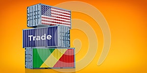 Freight container with USA and Republic of the Congo flag.