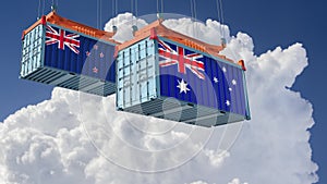 Freight Containers with Australia and Nezw Zealand national flags.