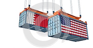 Freight containers with Bahrain and USA flag.