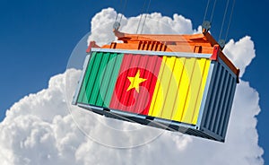 Freight containers with Cameroon flag.