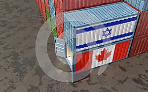 Freight containers with Canada and israel flag.