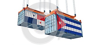 Freight containers with Cuba and Panama national flags.