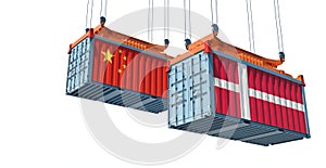 Freight containers with Denmark and China flag.