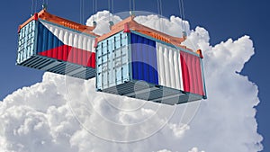 Freight Containers with France and Czech republic flags.