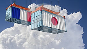 Freight Containers with France and Japan flags.