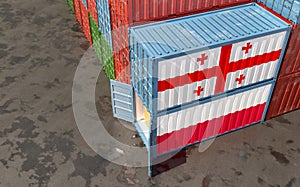 Freight containers with Georgia and Poland flag.