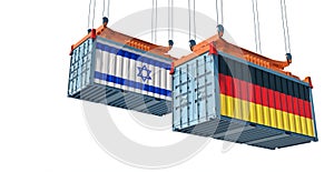Freight containers with German and Israel flag.