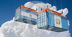 Freight containers with Guatemala and Argentina national flags.