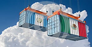 Freight containers with Guatemala and Mexico flag.