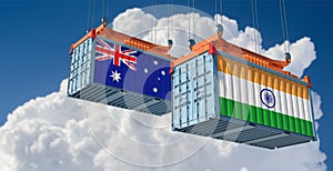 Freight containers with India and Australia flag.