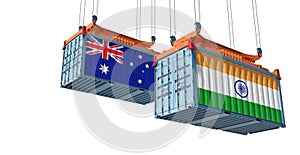 Freight containers with India and Australia flag.