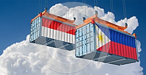 Freight containers with Indonesia and Philippines flag.