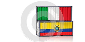 Freight containers with Italy and Ecuador flag.