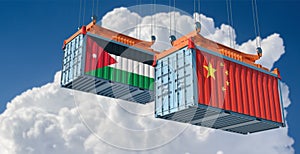 Freight containers with Jordan and China flag.